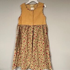Laura Ashley Mother & Child Girls Sleeveless Corduroy & Flowers Dress Size 7